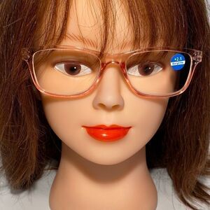 1407 Helen 2.5 Reading Glasses Clear Pink Rectanle Bluelight Filter Frames NWT